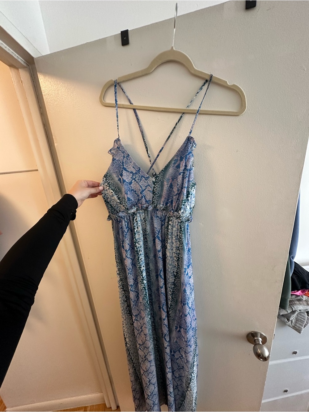 She and Sky Blue Snake-Print Maxi Dress